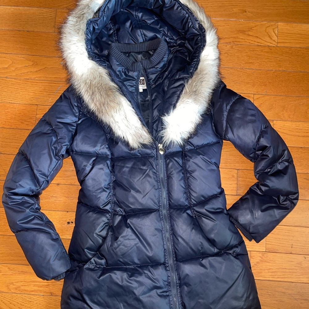 Laundry by Design Midnight Blue Puffer Jacket with Faux Fur